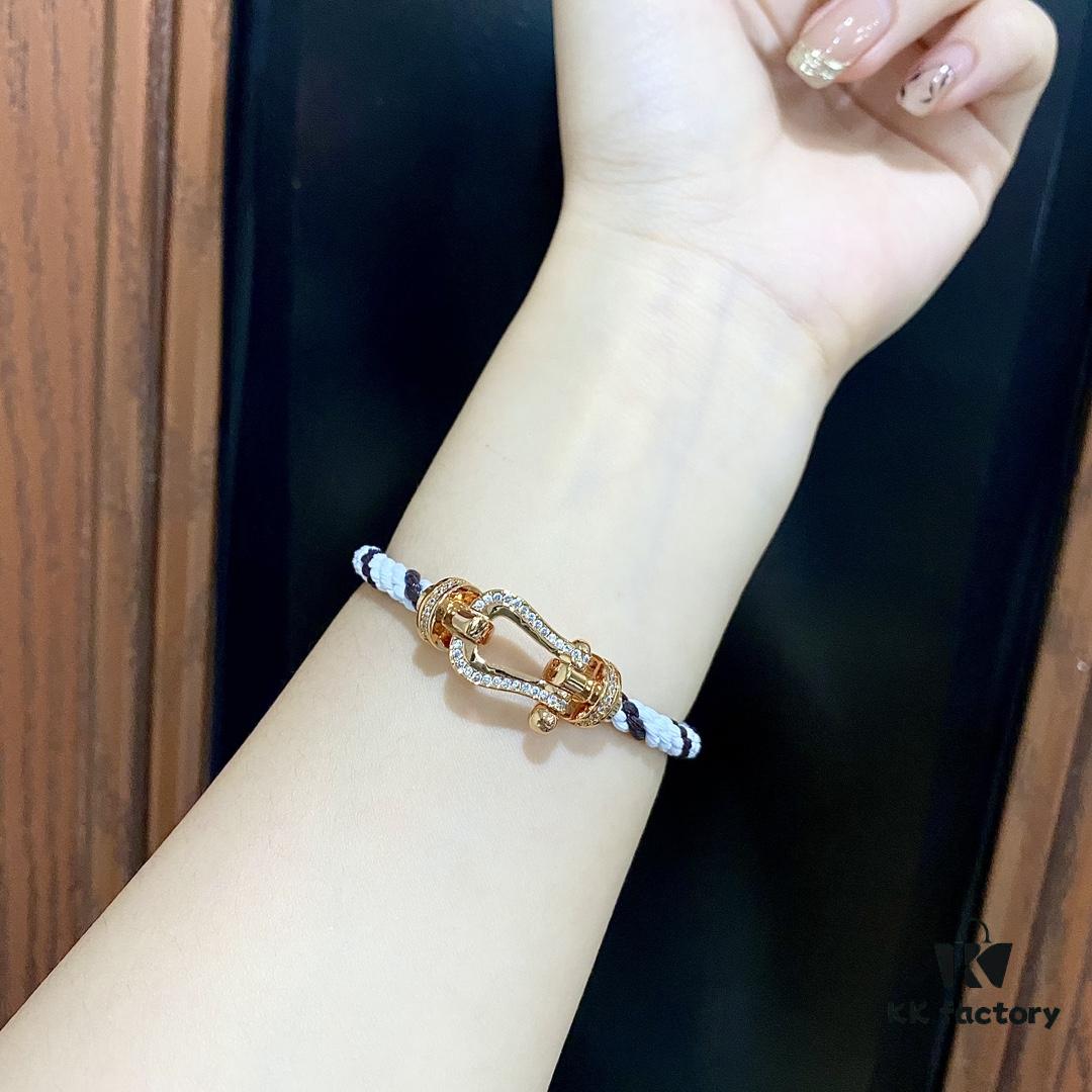 FRED Fred Force 10 Large Half-Paved Diamond Bracelet