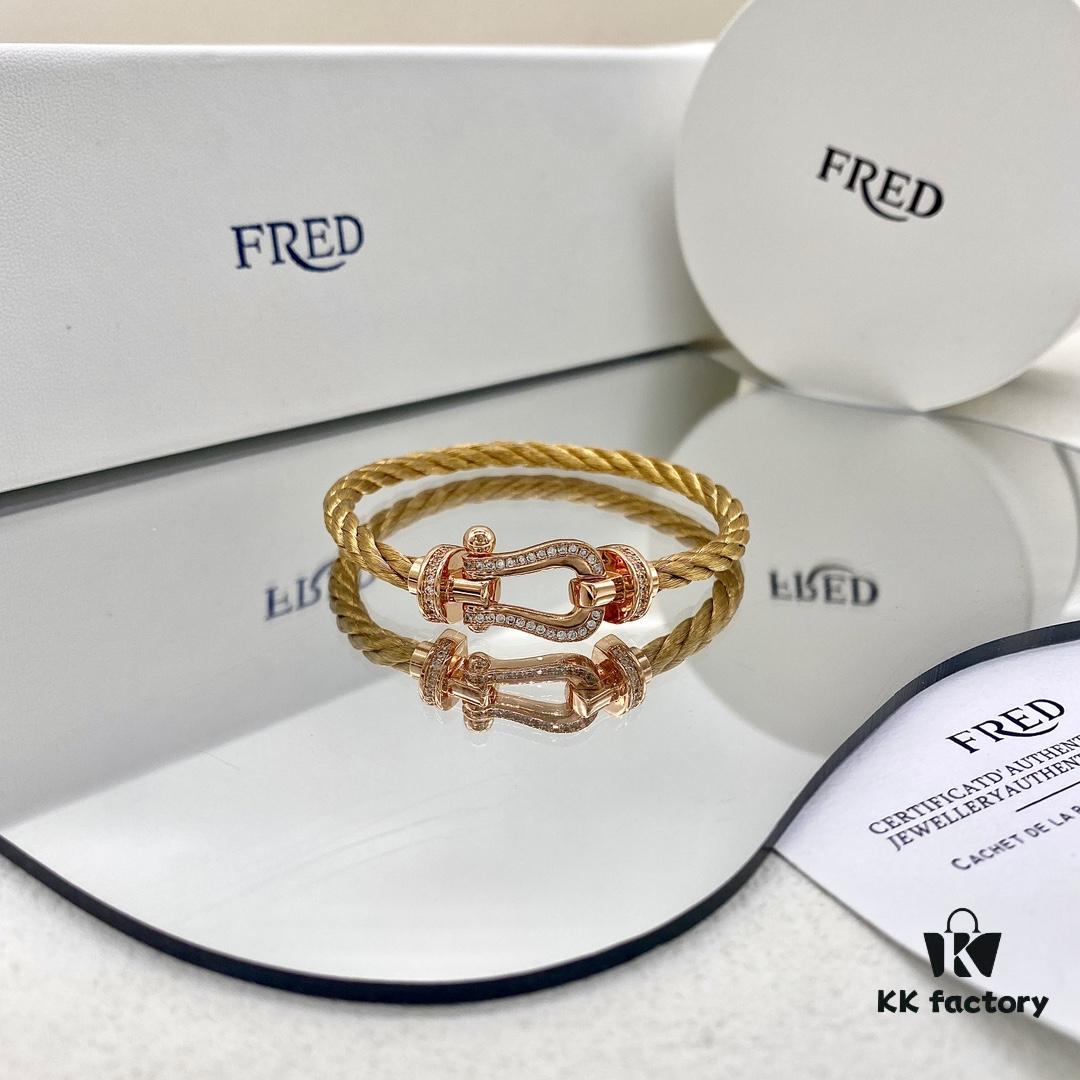 FRED Fred Force 10 Large Half-Paved Diamond Bracelet