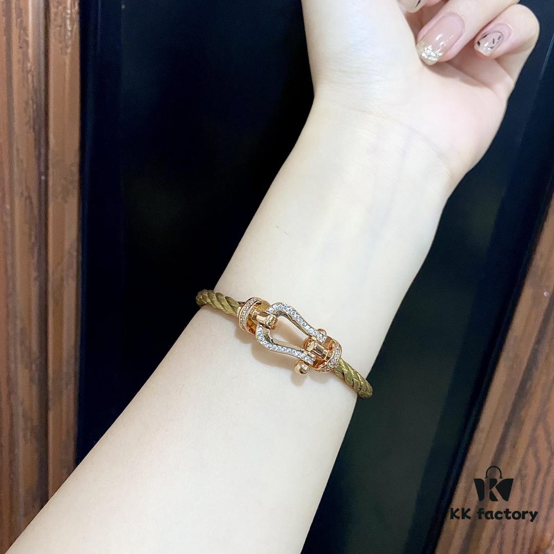 FRED Fred Force 10 Large Half-Paved Diamond Bracelet