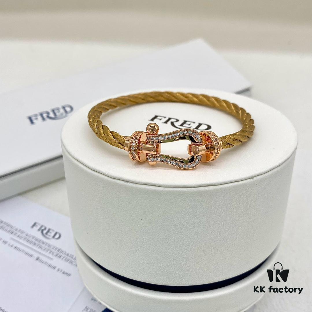 FRED Fred Force 10 Large Half-Paved Diamond Bracelet