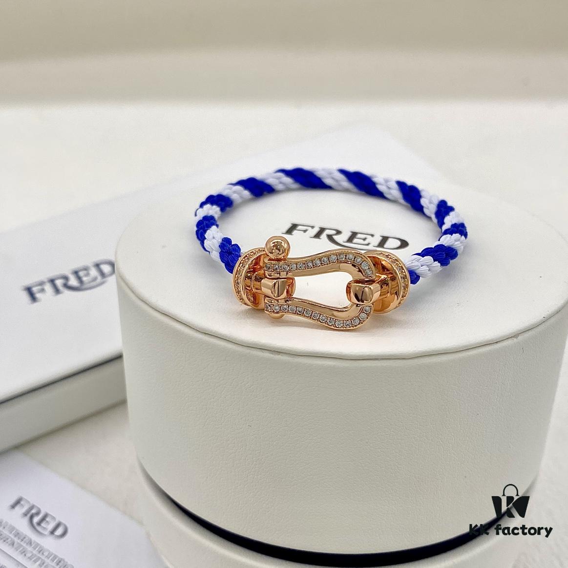 FRED FRED Force 10 Large Half-Paved Diamond Bracelet