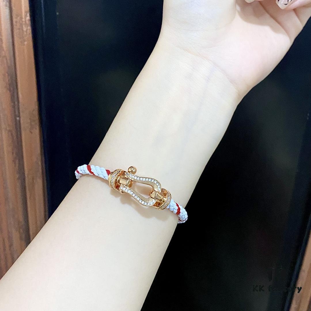 FRED Fred Force 10 Large Half-Pave Diamond Bracelet