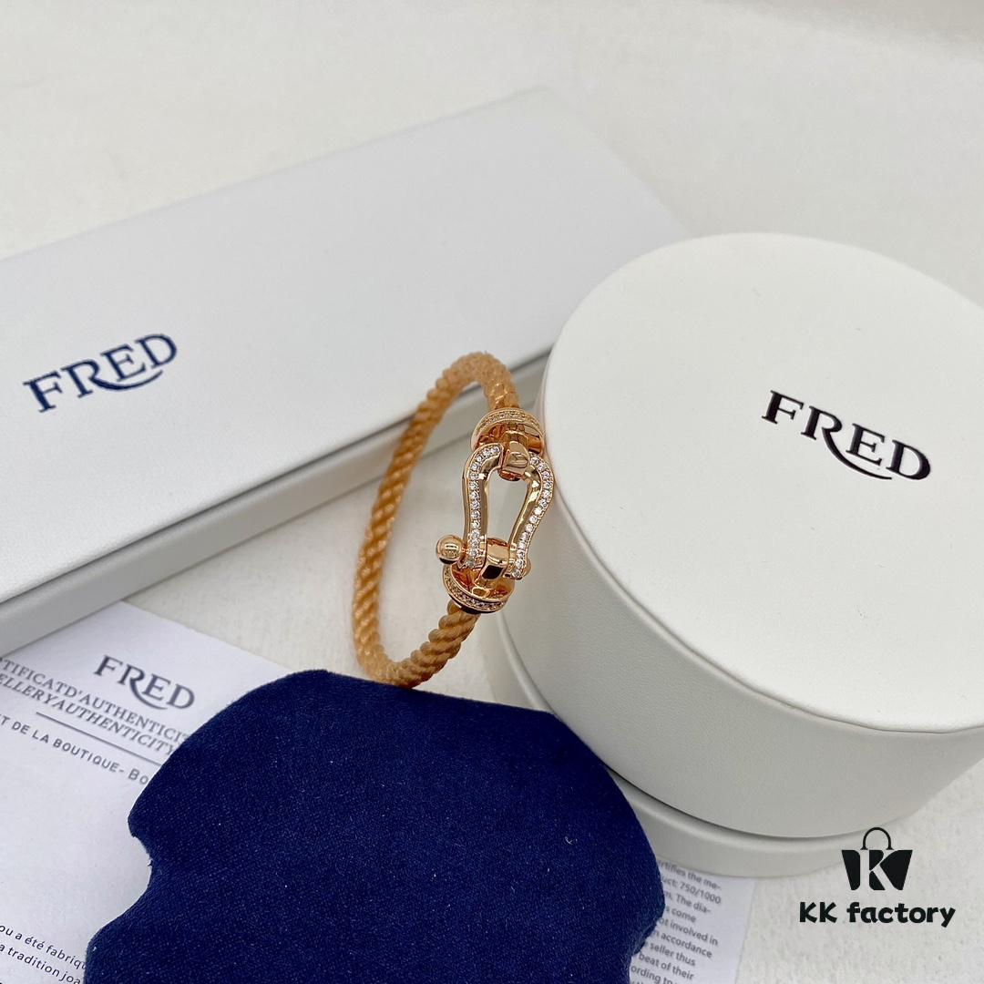 FRED Fred Joaillerie Force 10 Large Half-Paved Diamond Bracelet