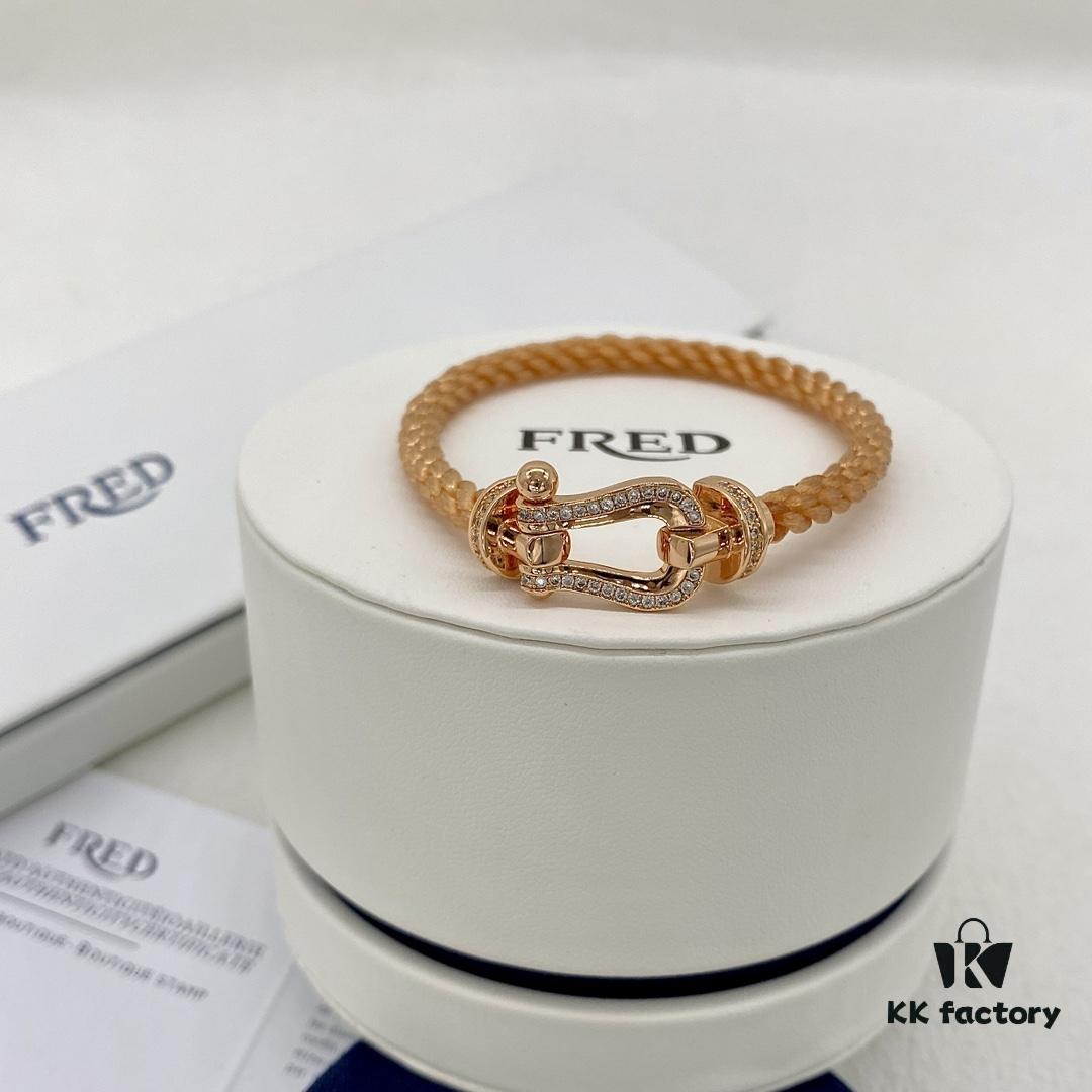 FRED Fred Joaillerie Force 10 Large Half-Paved Diamond Bracelet