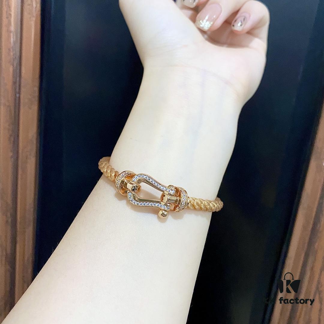 FRED Fred Joaillerie Force 10 Large Half-Paved Diamond Bracelet