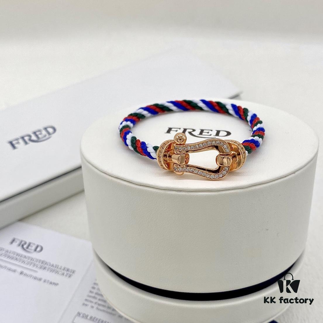 FRED FRED Force 10 Large Half-Paved Diamond Bracelet