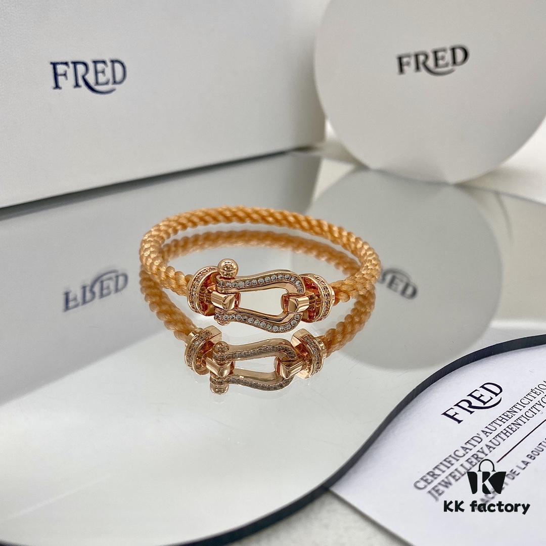 FRED Fred Joaillerie Force 10 Large Half-Paved Diamond Bracelet