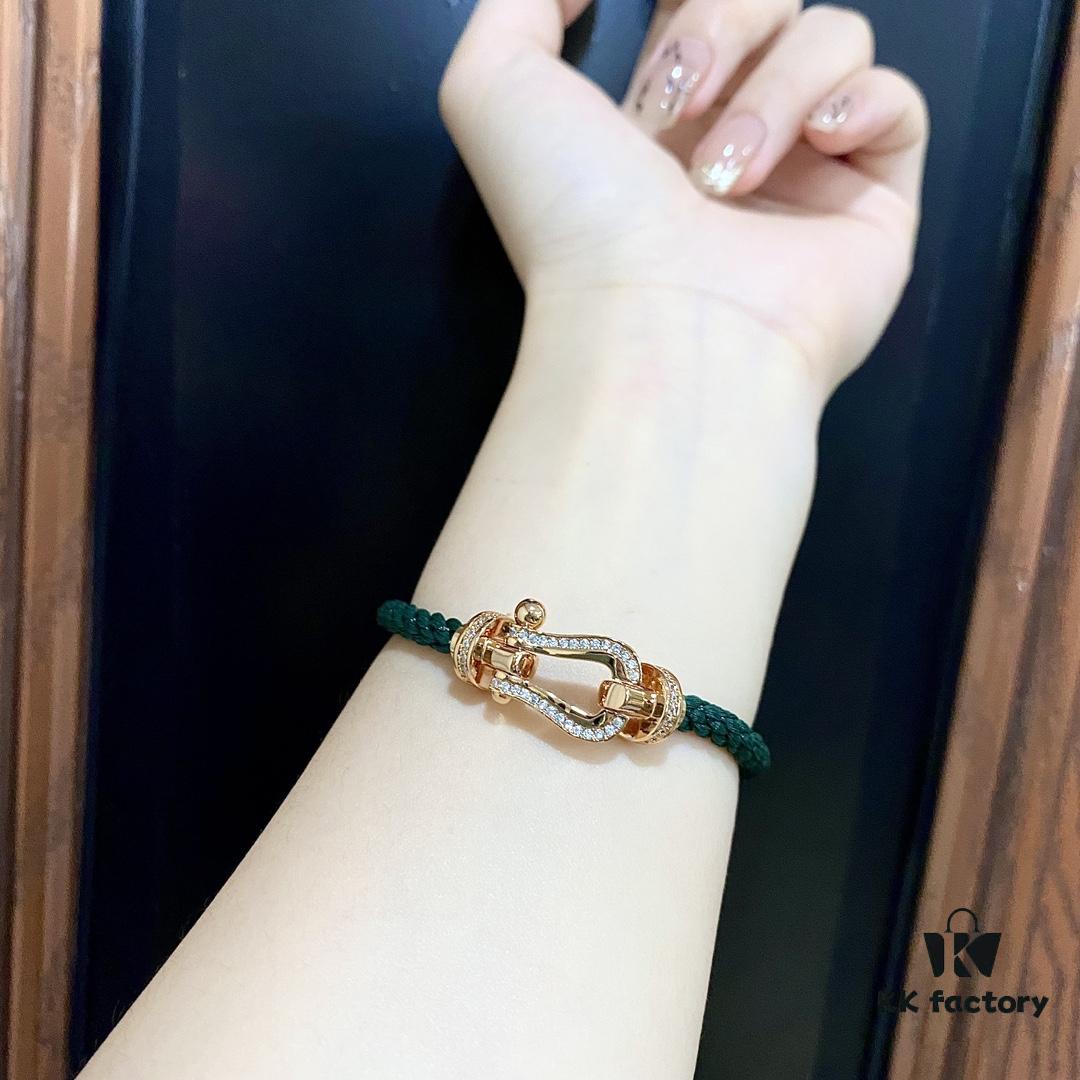 FRED FRED Force 10 Large Half-Paved Diamond Bracelet