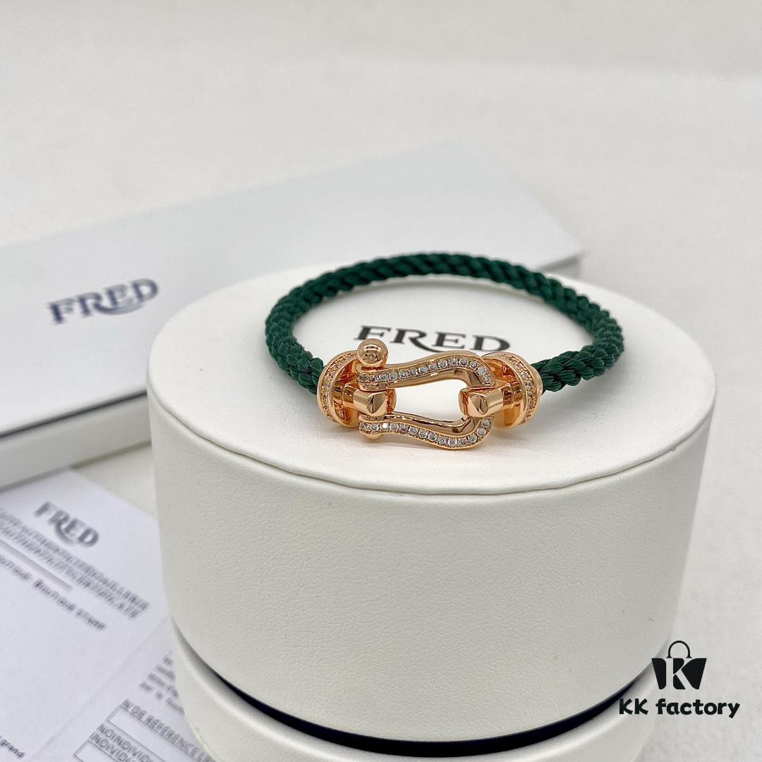 FRED FRED Force 10 Large Half-Paved Diamond Bracelet