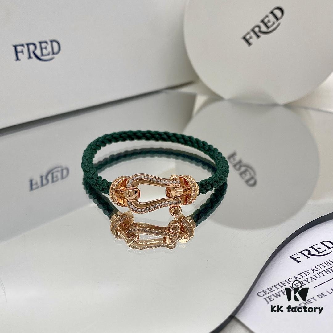 FRED FRED Force 10 Large Half-Paved Diamond Bracelet