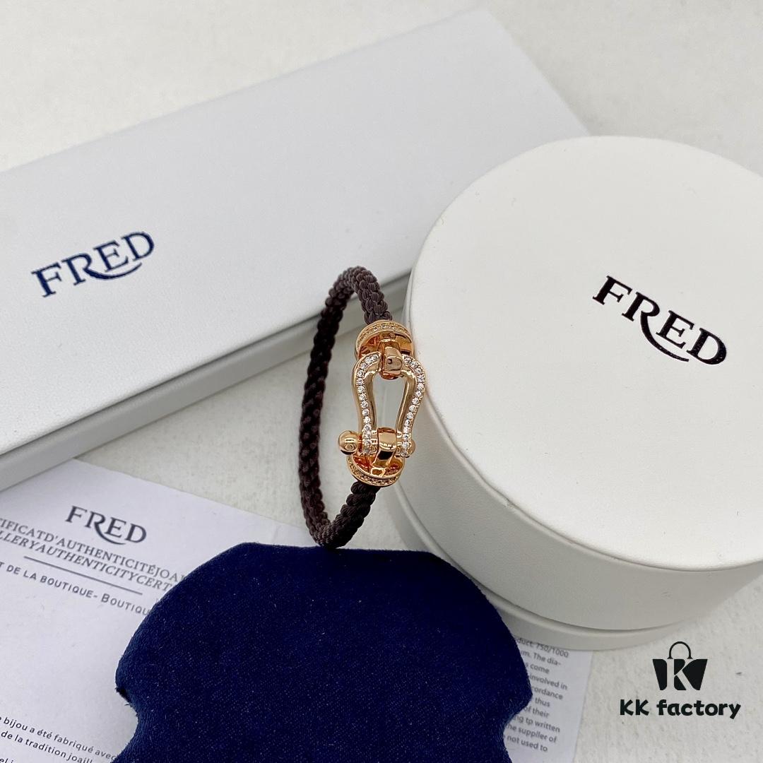 FRED Force 10 Large Half-Pave Diamond Bracelet in Mahogany Tone