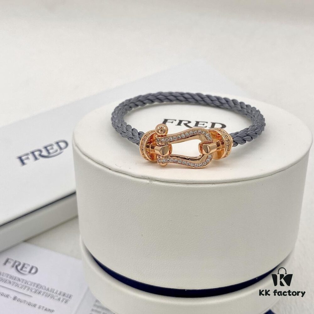 FRED Force 10 Large Half-Paved Diamond Bracelet