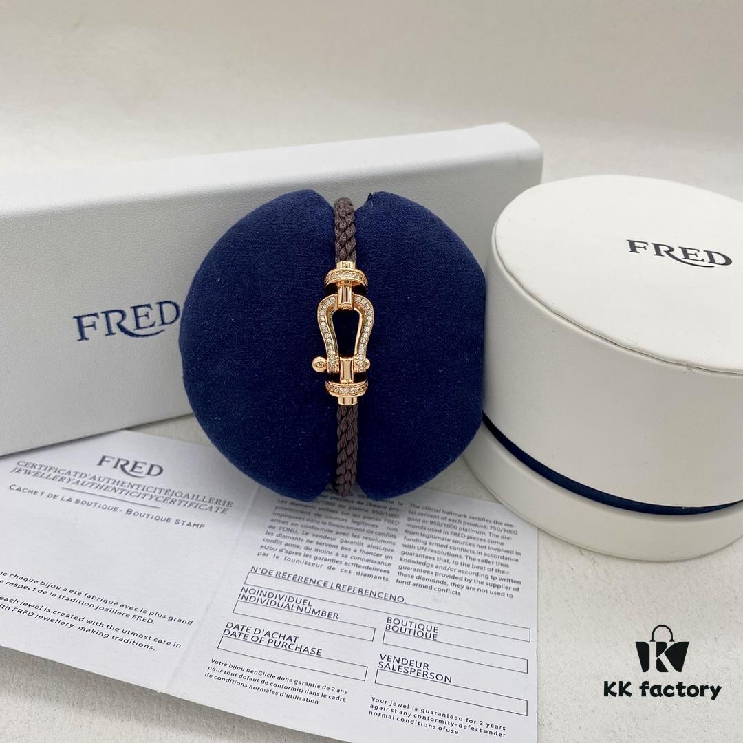 FRED Force 10 Large Half-Pave Diamond Bracelet in Mahogany Tone