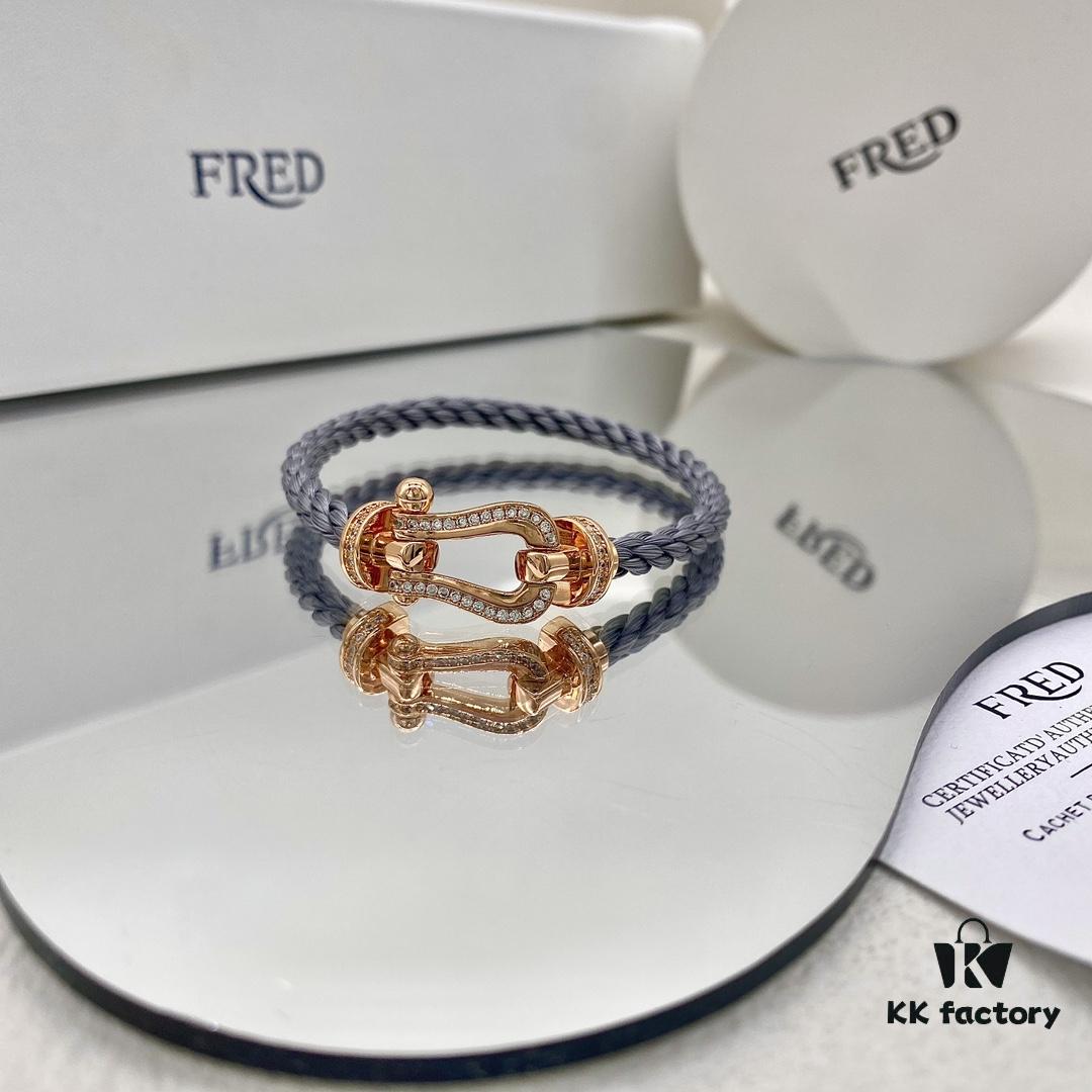 FRED Force 10 Large Half-Paved Diamond Bracelet