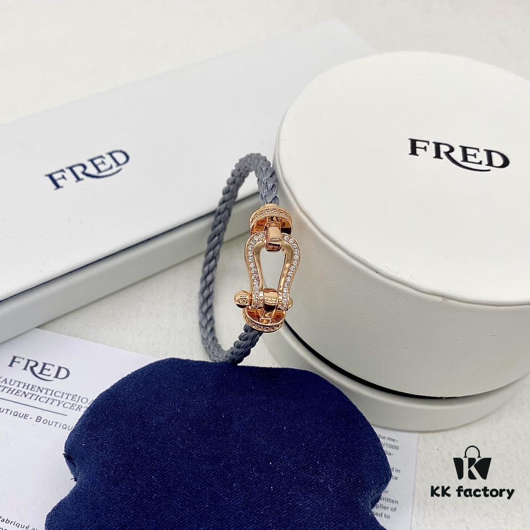 FRED Force 10 Large Half-Paved Diamond Bracelet