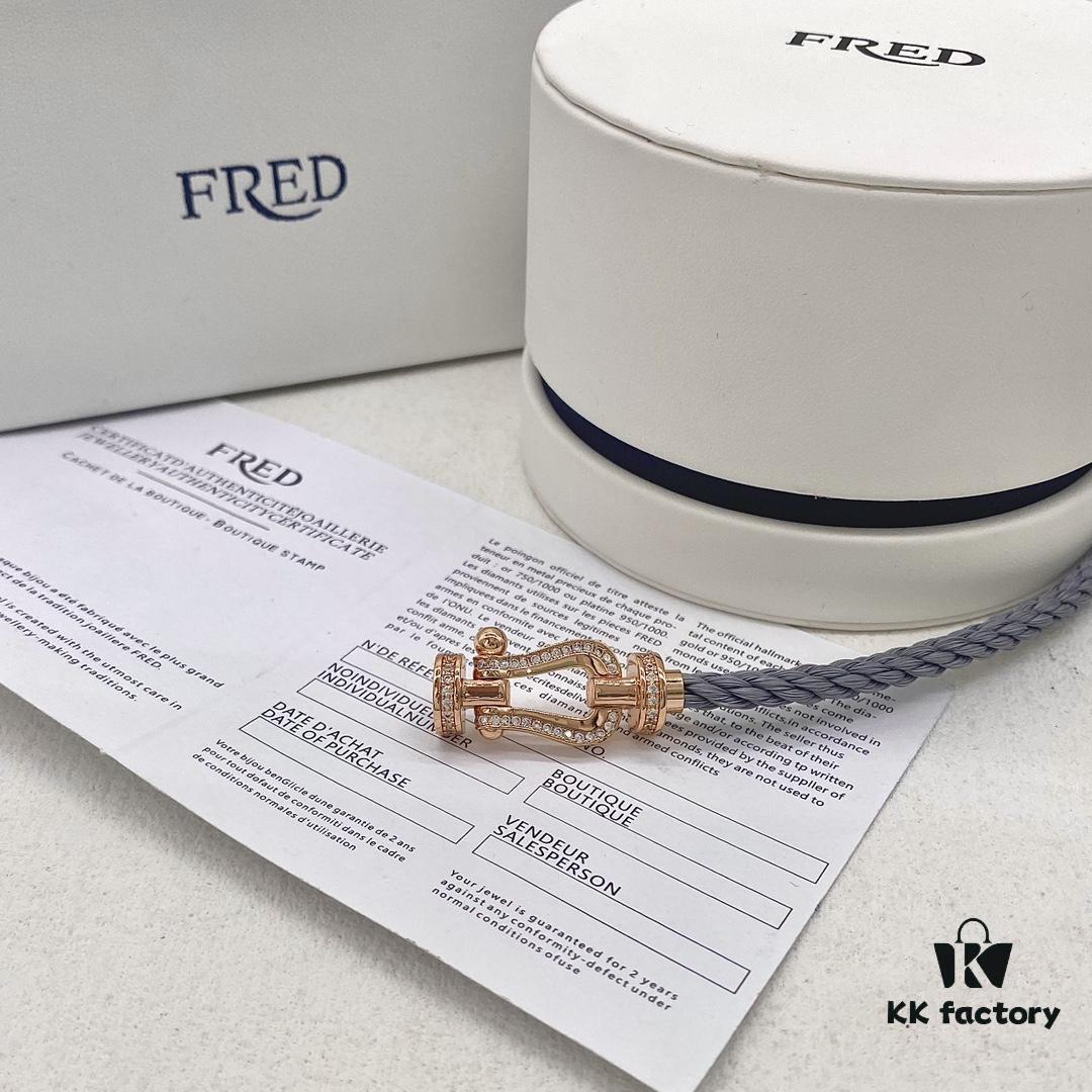 FRED Force 10 Large Half-Paved Diamond Bracelet