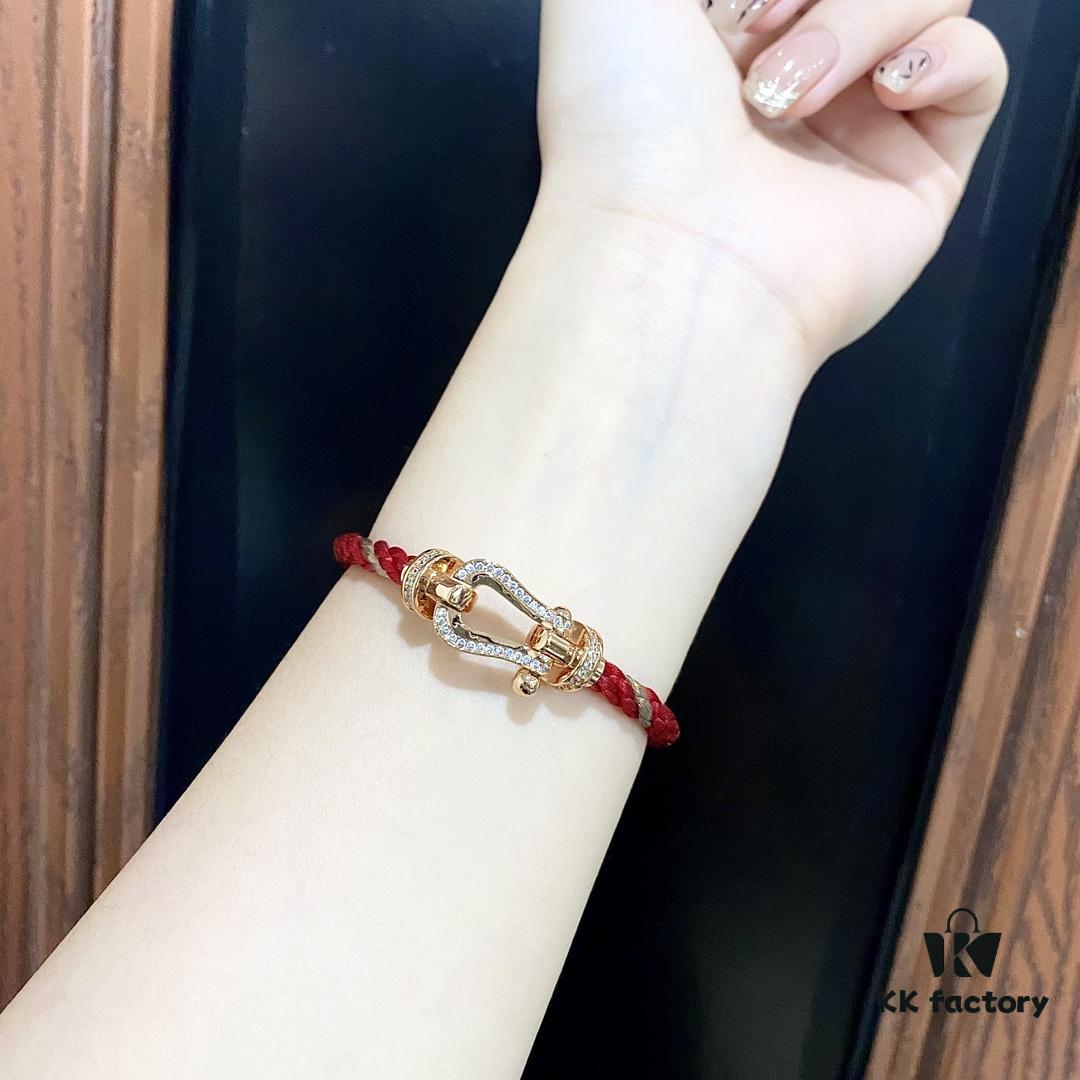 FRED Fred Force 10 Large Half-Paved Diamond Bracelet