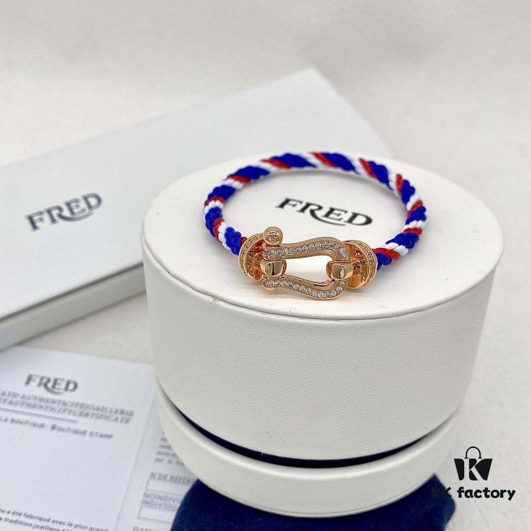 FRED Force 10 Large Half-Paved Diamond Bracelet