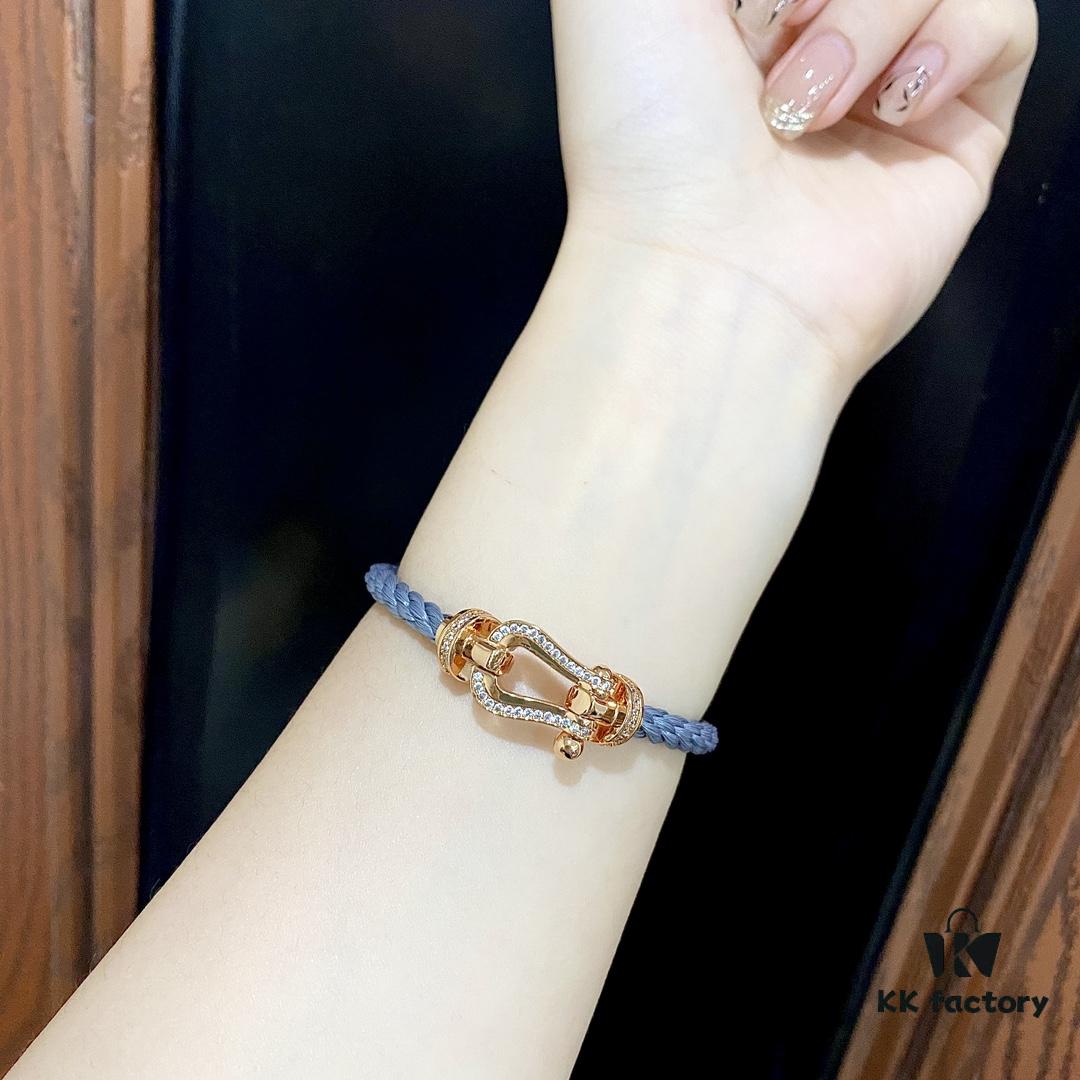 FRED Force 10 Large Half-Paved Diamond Bracelet