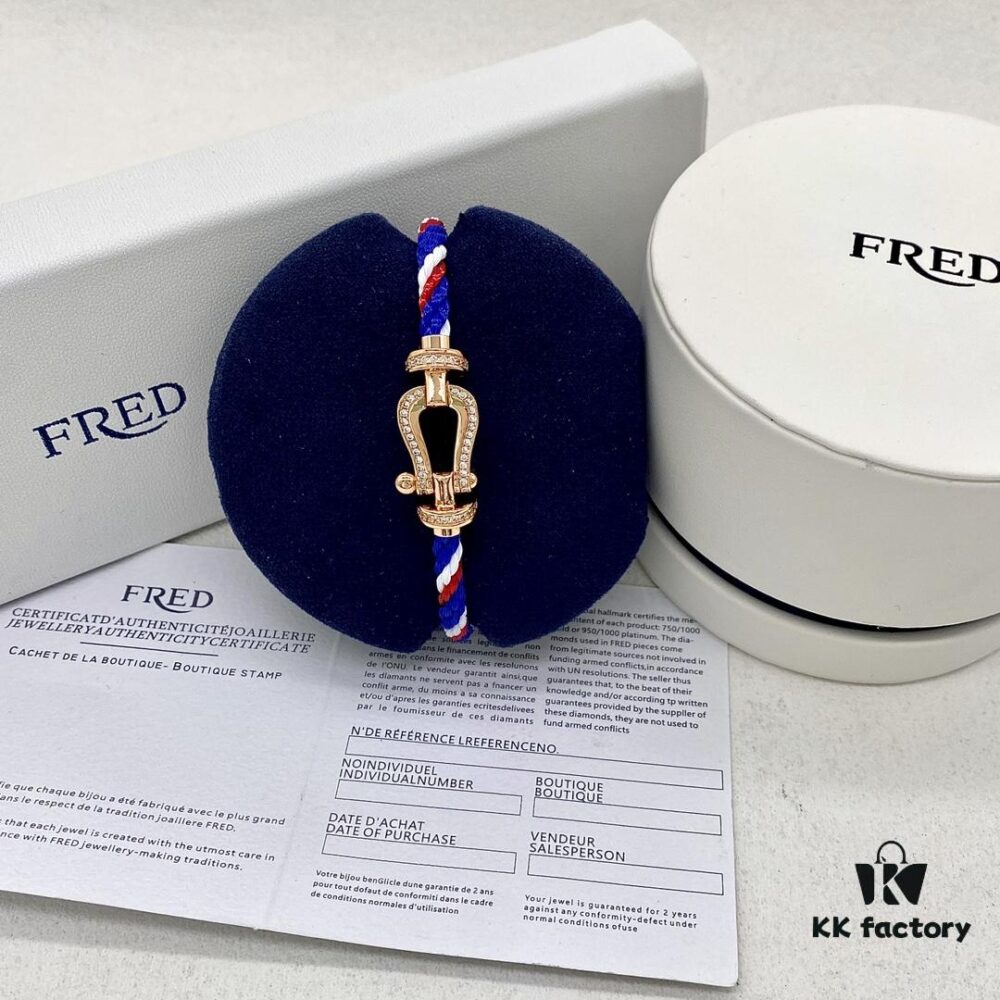 FRED Force 10 Large Half-Paved Diamond Bracelet