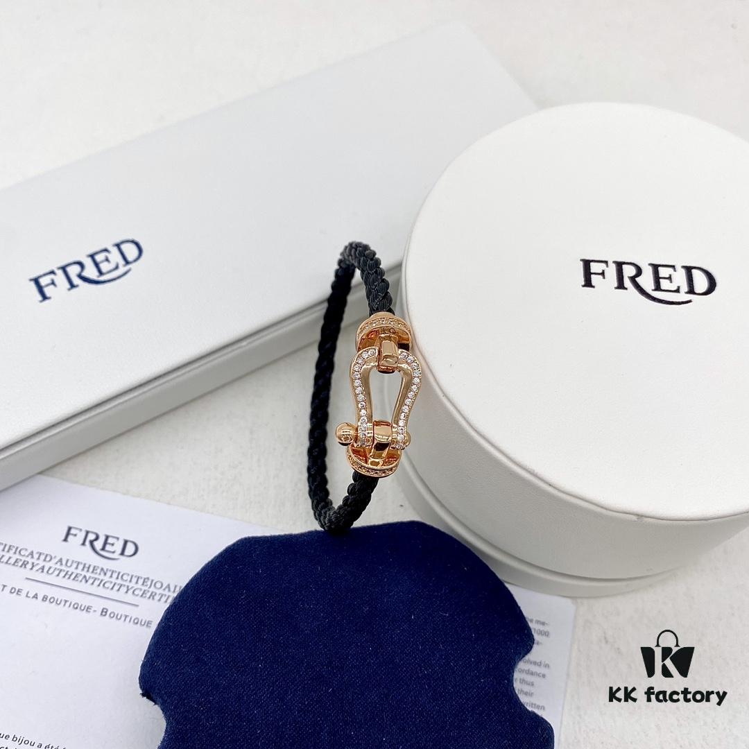 FRED Force 10 Large Half-Pave Diamond Bracelet