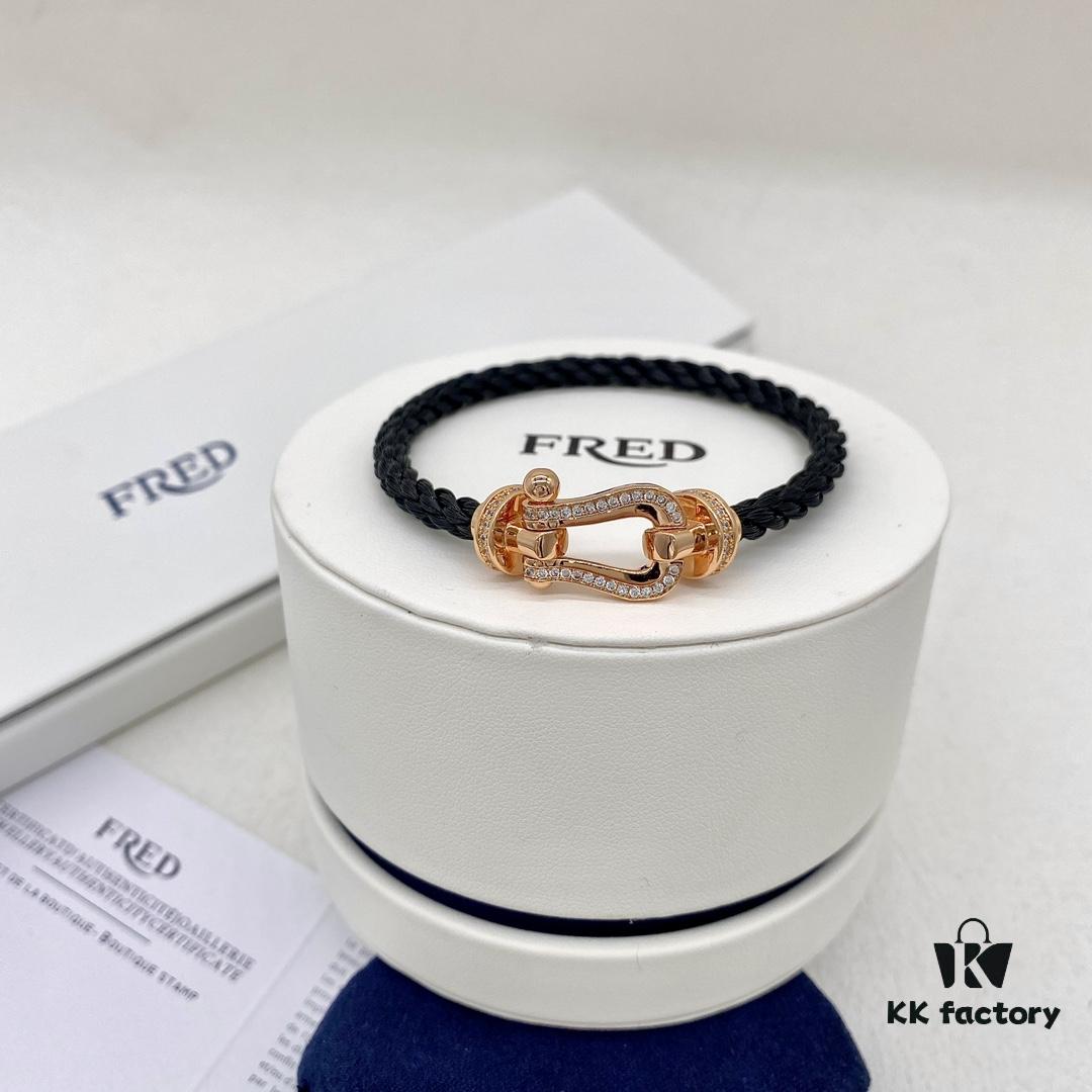 FRED Force 10 Large Half-Pave Diamond Bracelet