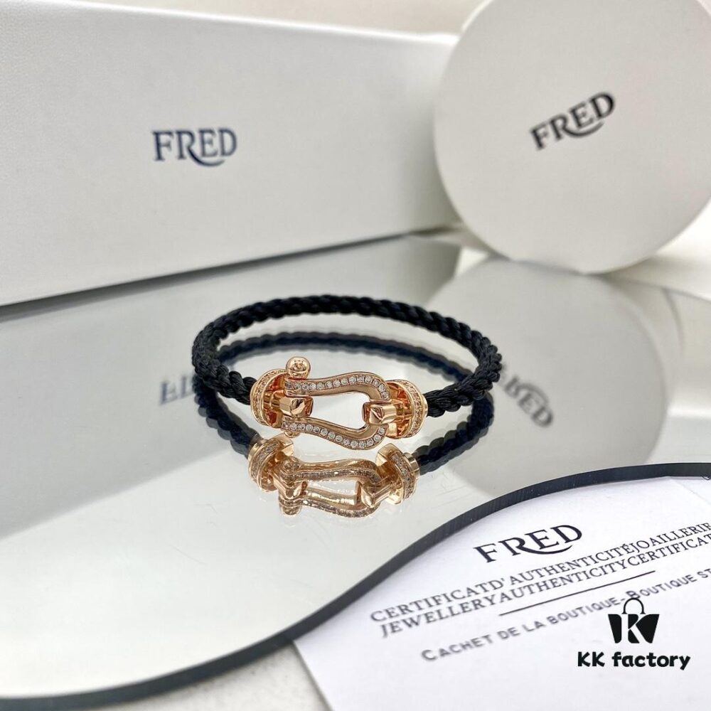 FRED Force 10 Large Half-Pave Diamond Bracelet