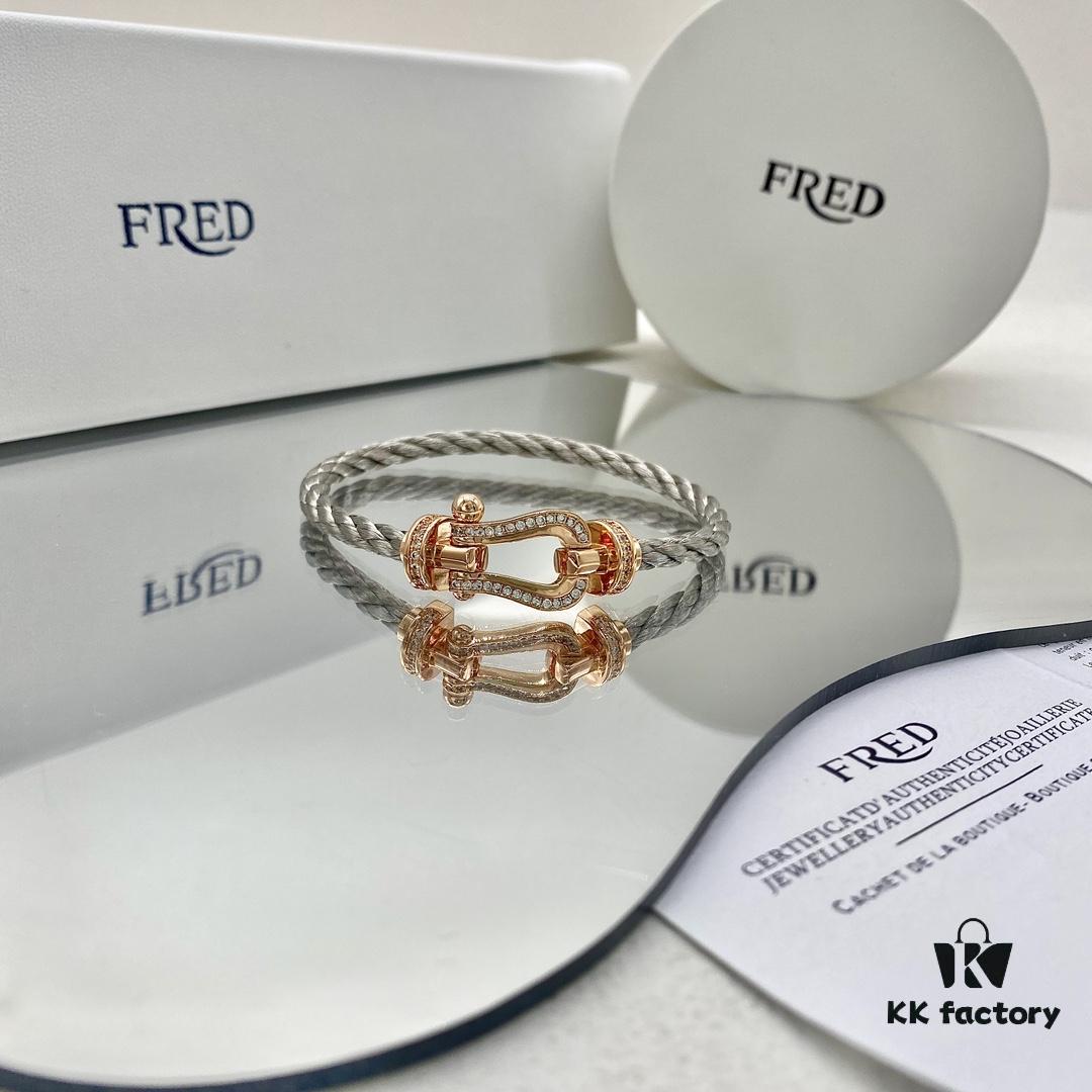 FRED Force 10 Large Half-Pave Diamond Bracelet