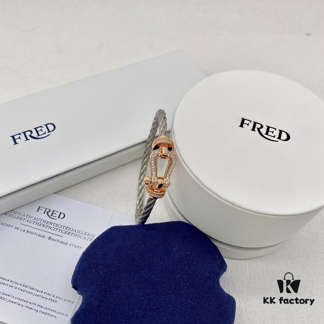 FRED Force 10 Large Half-Pave Diamond Bracelet