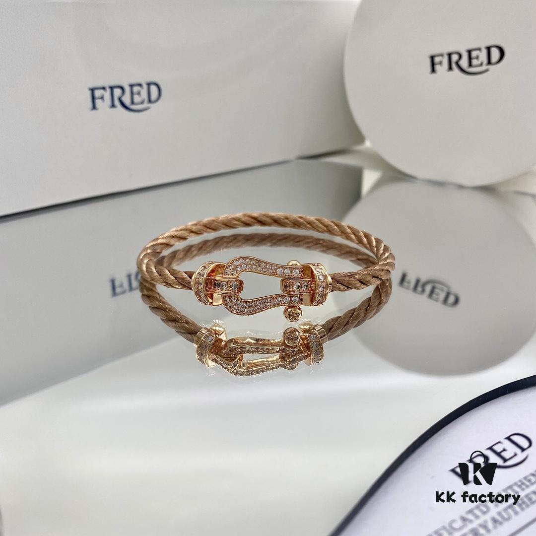 FRED Force 10 Large Diamond-Paved Bracelet in Rose Gold