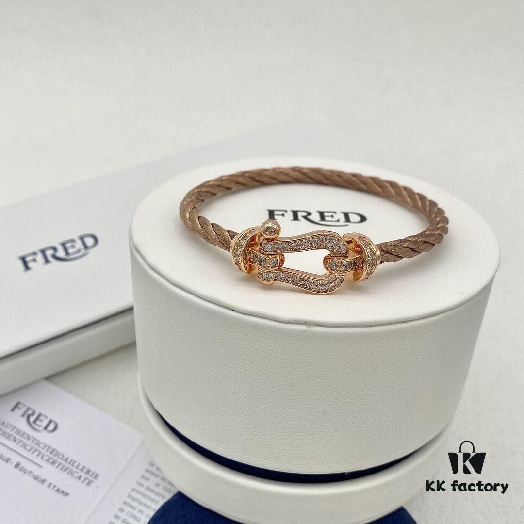 FRED Force 10 Large Diamond-Paved Bracelet in Rose Gold
