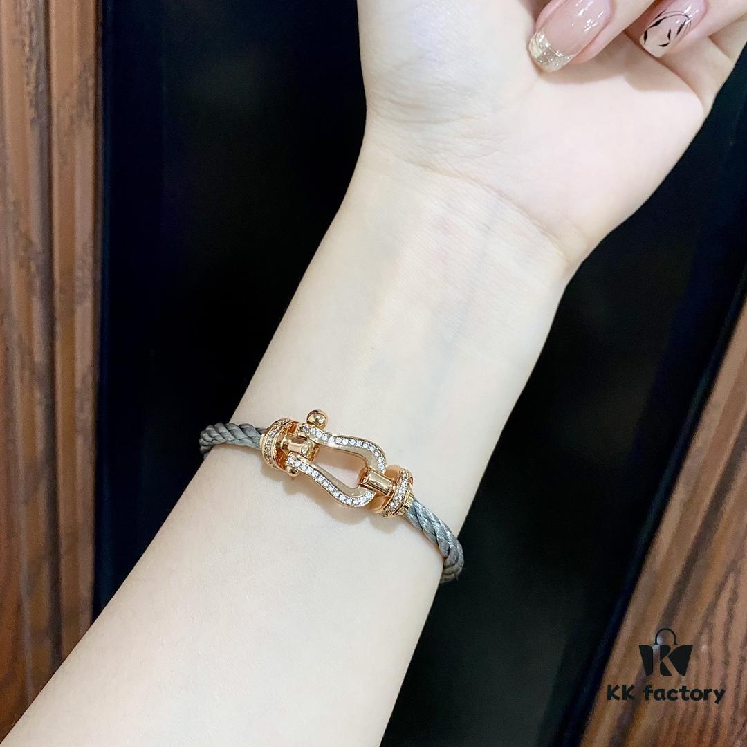 FRED Force 10 Large Half-Pave Diamond Bracelet