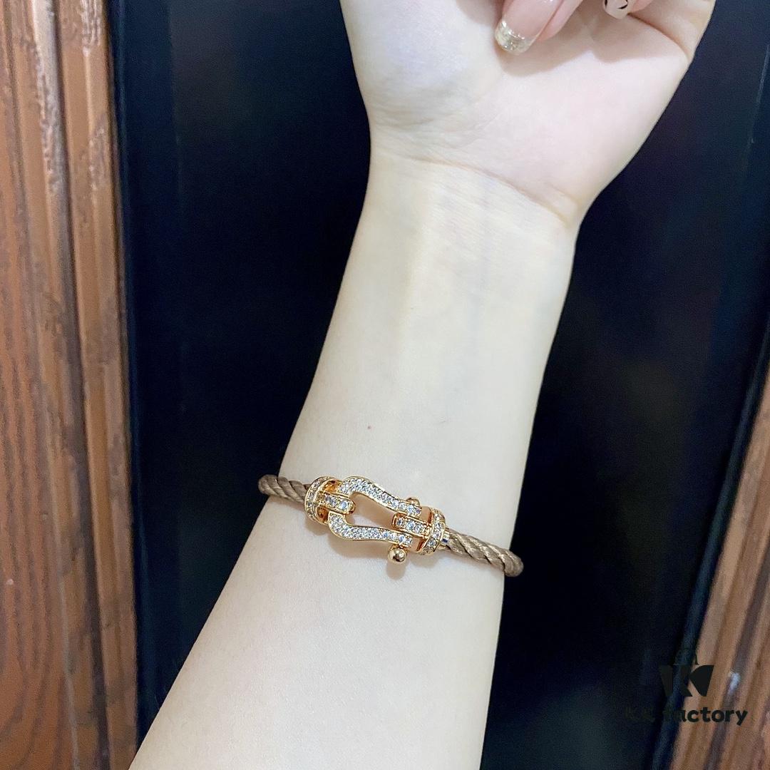 FRED Force 10 Large Diamond-Paved Bracelet in Rose Gold