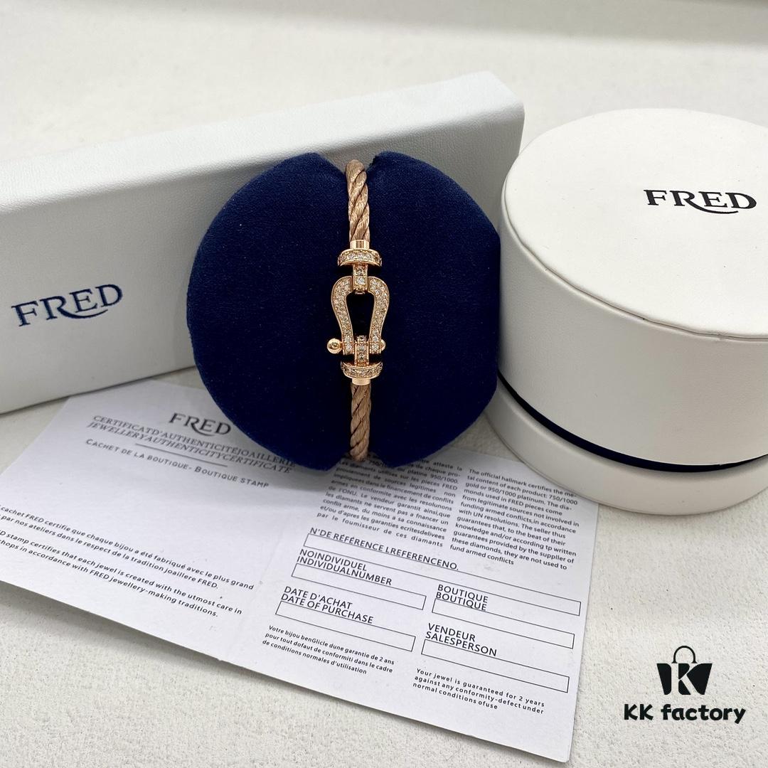 FRED Force 10 Large Diamond-Paved Bracelet in Rose Gold