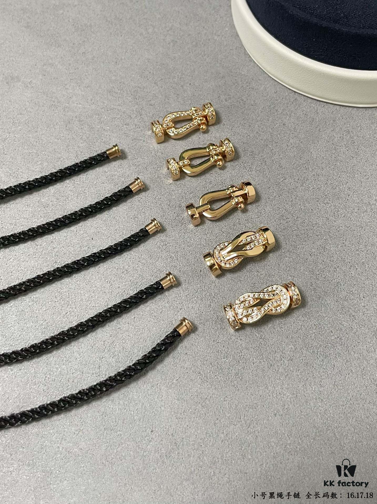 Fred Small Black Rope Bracelet - High-End Custom Fashion Jewelry, 18K Gold Plated, Precision Micro-Set, Must-Have for Trendsetters