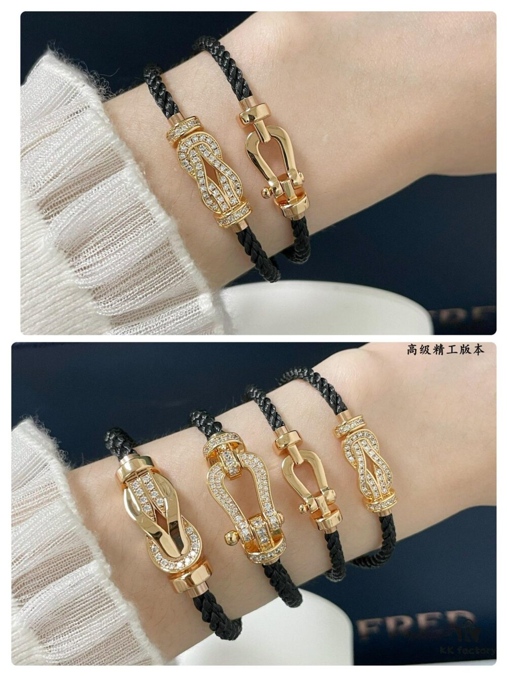 Fred Small Black Rope Bracelet - High-End Custom Fashion Jewelry, 18K Gold Plated, Precision Micro-Set, Must-Have for Trendsetters