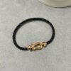 Fred Small Black Rope Bracelet - High-End Custom Fashion Jewelry, 18K Gold Plated, Precision Micro-Set, Must-Have for Trendsetters