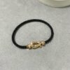 Fred Small Black Rope Bracelet - High-End Custom Fashion Jewelry, 18K Gold Plated, Precision Micro-Set, Must-Have for Trendsetters