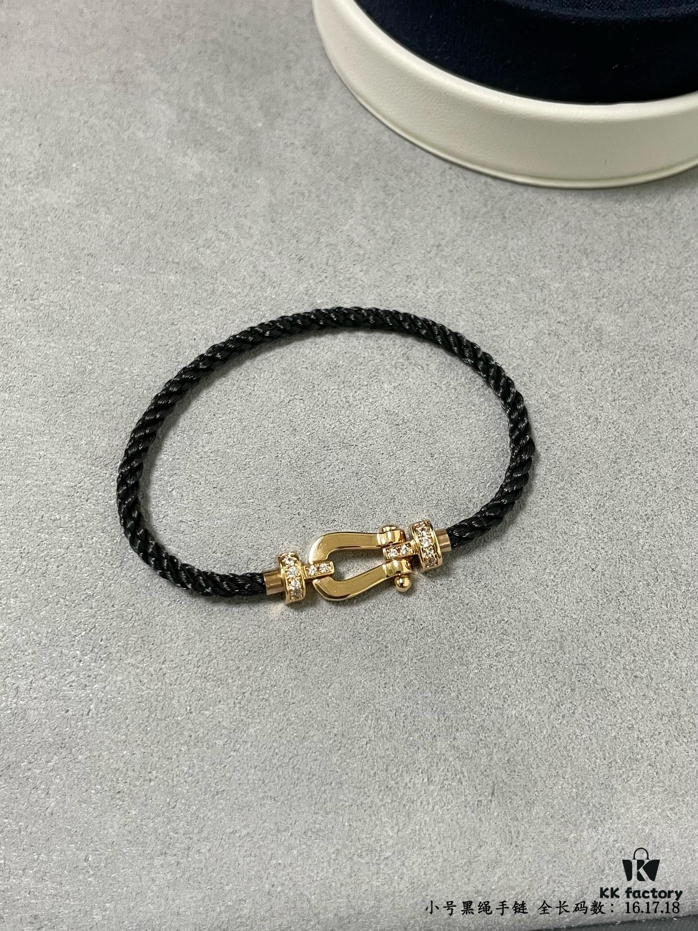 Fred Small Black Rope Bracelet - High-End Custom Fashion Jewelry, 18K Gold Plated, Precision Micro-Set, Must-Have for Trendsetters