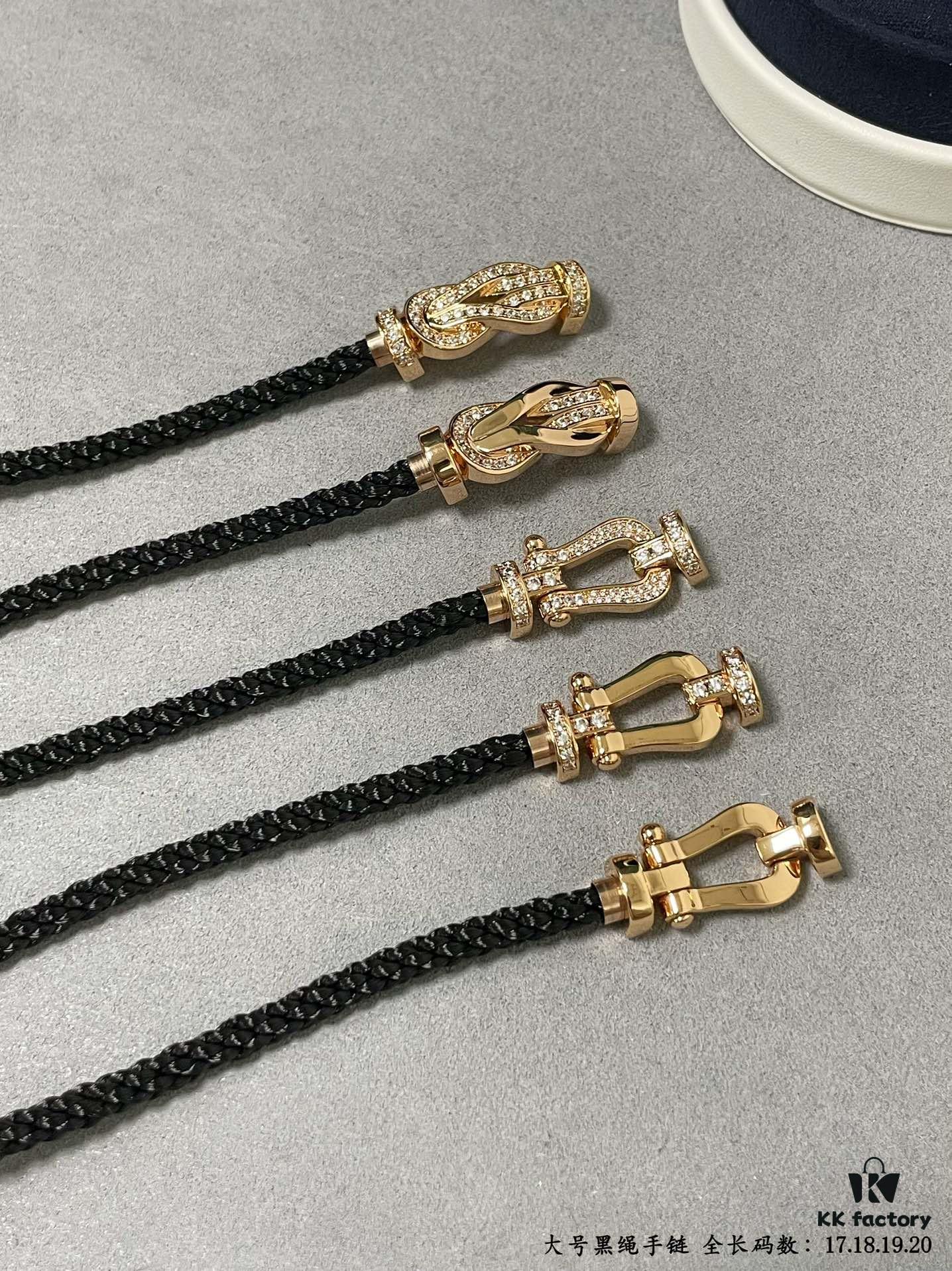 Fred Large Black Cord Bracelet - Luxury Fashion Elegant Design, High-End Customized, Thickened 18K Gold Plated Craftsmanship, Precision Micro-Pave, Must-Have Item for Influencers and Style Enthusiasts
