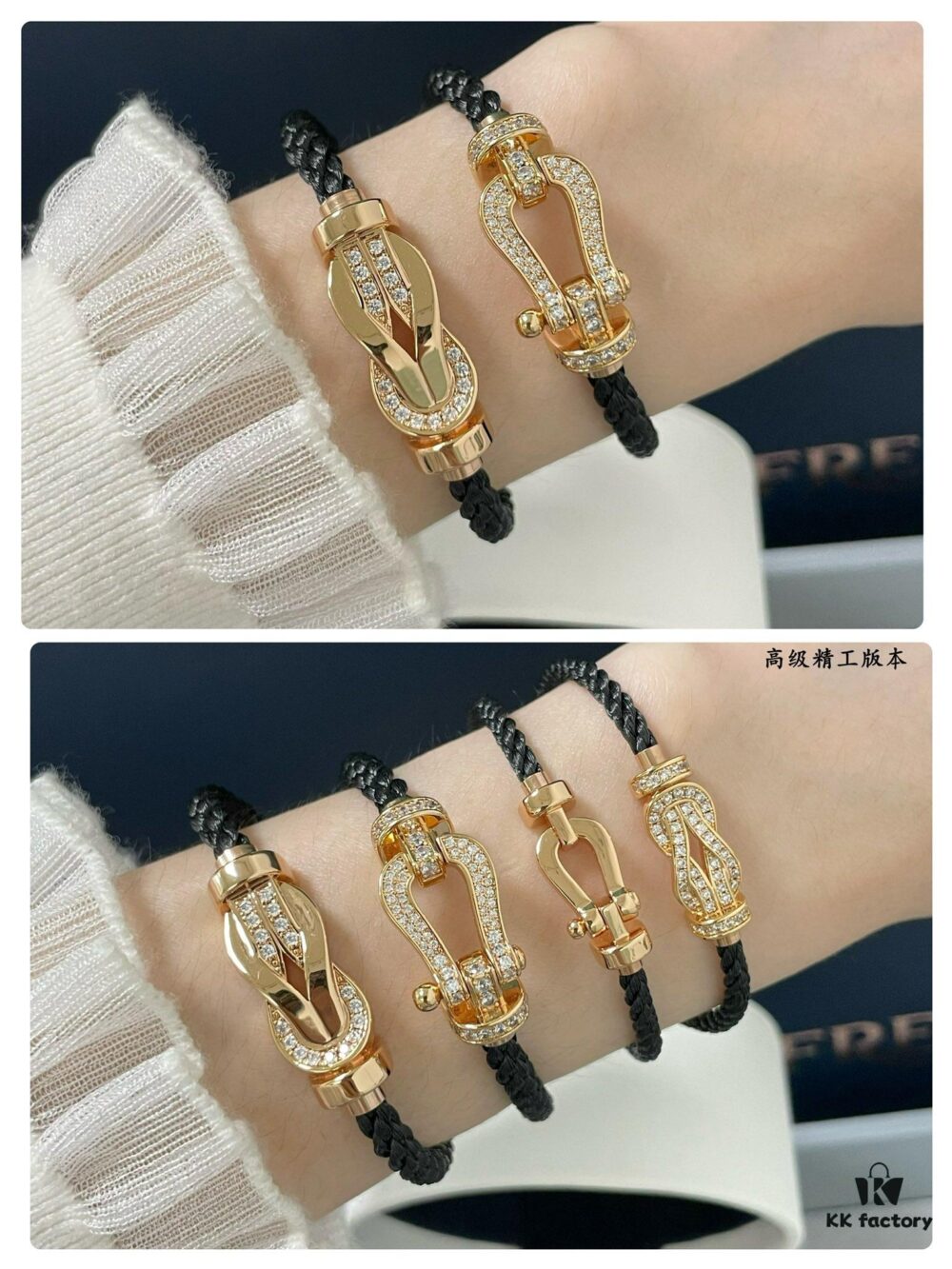 Fred Large Black Cord Bracelet - Luxury Fashion Elegant Design, High-End Customized, Thickened 18K Gold Plated Craftsmanship, Precision Micro-Pave, Must-Have Item for Influencers and Style Enthusiasts