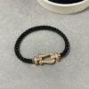 Fred Large Black Cord Bracelet - Luxury Fashion Elegant Design, High-End Customized, Thickened 18K Gold Plated Craftsmanship, Precision Micro-Pave, Must-Have Item for Influencers and Style Enthusiasts