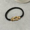 Fred Large Black Cord Bracelet - Luxury Fashion Elegant Design, High-End Customized, Thickened 18K Gold Plated Craftsmanship, Precision Micro-Pave, Must-Have Item for Influencers and Style Enthusiasts