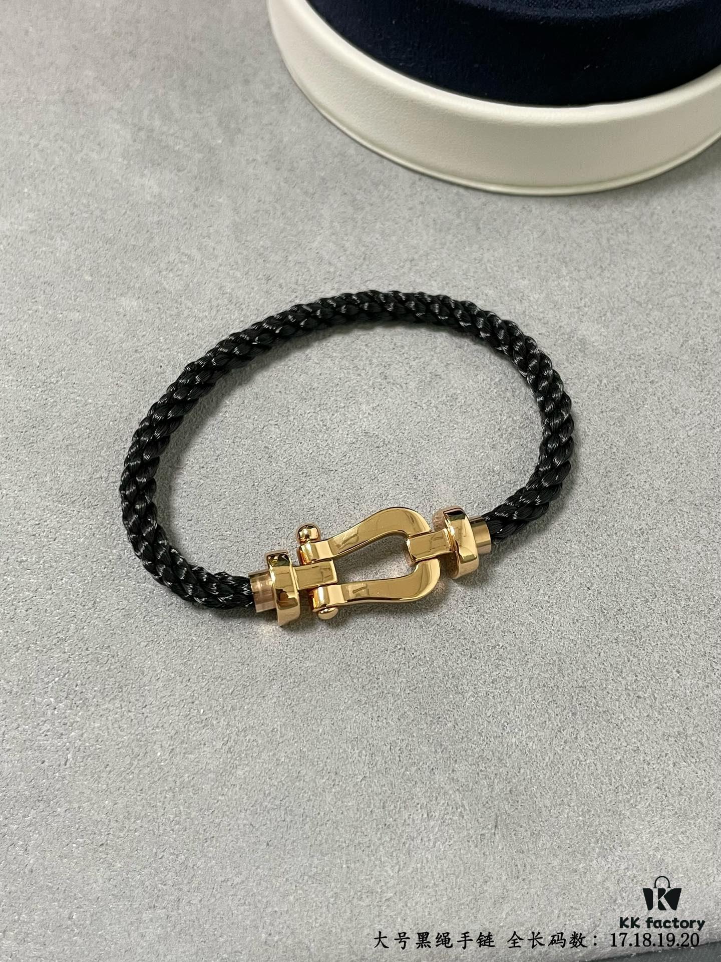 Fred Large Black Cord Bracelet - Luxury Fashion Elegant Design, High-End Customized, Thickened 18K Gold Plated Craftsmanship, Precision Micro-Pave, Must-Have Item for Influencers and Style Enthusiasts