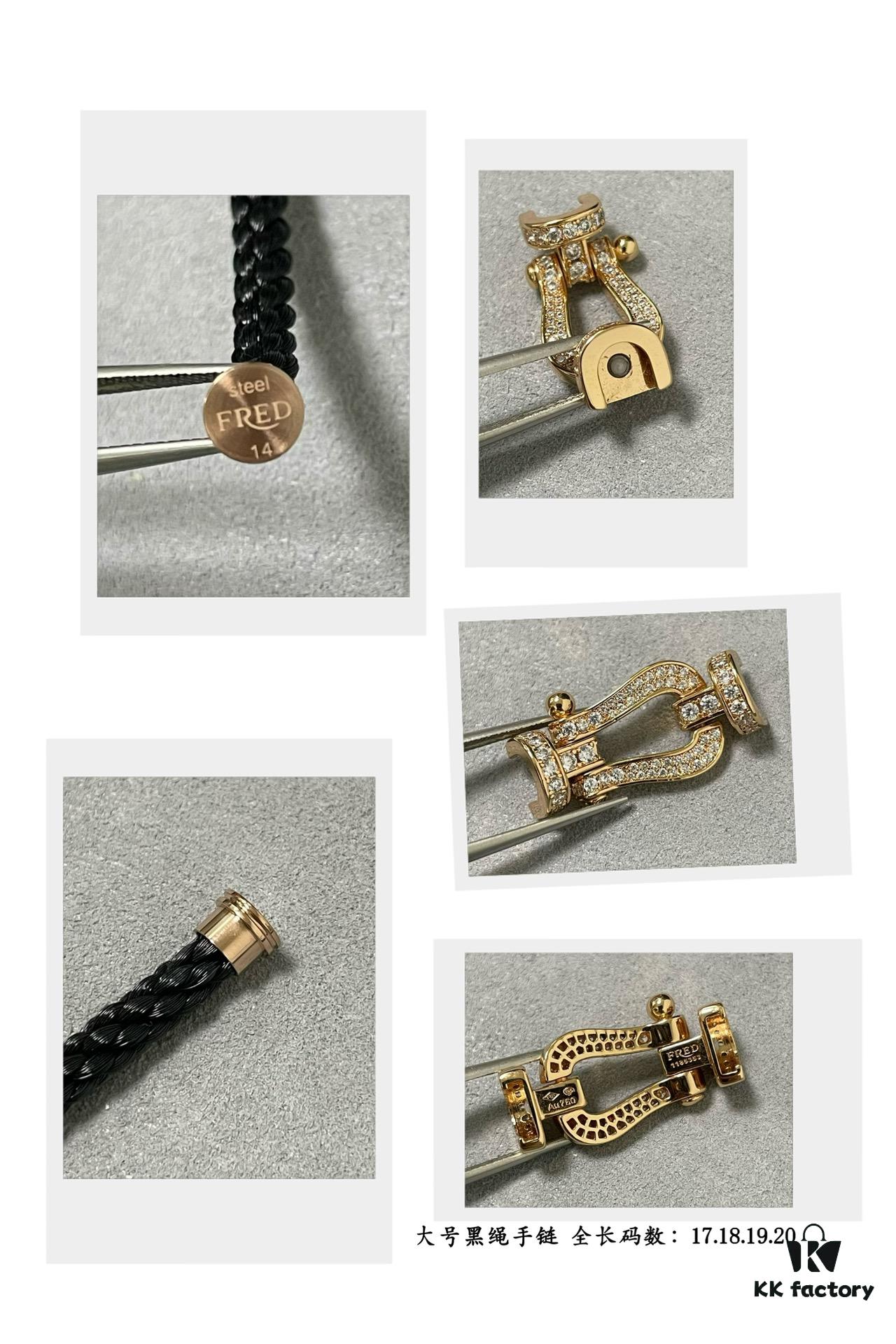 Fred Large Black Cord Bracelet - Luxury Fashion Elegant Design, High-End Customized, Thickened 18K Gold Plated Craftsmanship, Precision Micro-Pave, Must-Have Item for Influencers and Style Enthusiasts