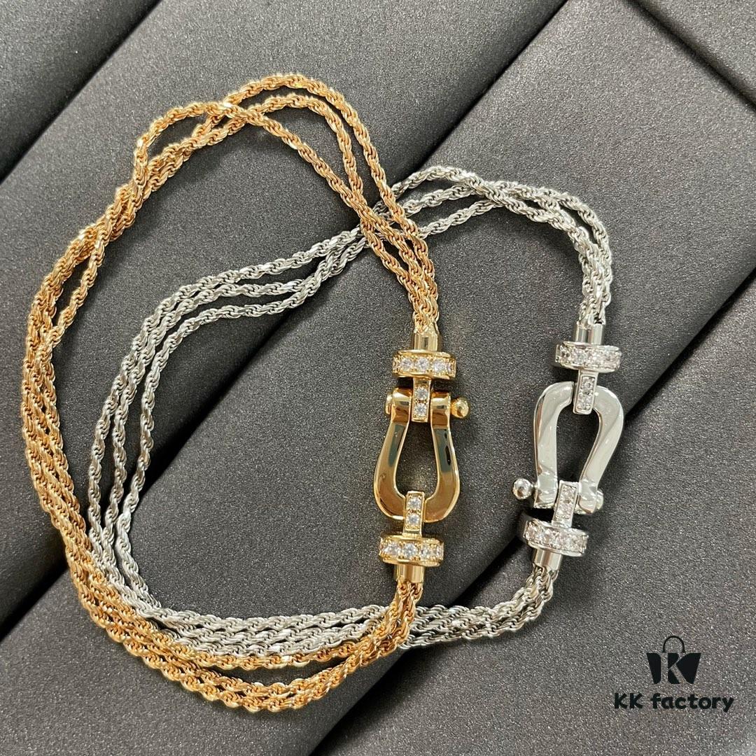 FRED Fred Malley Series Horseshoe Bracelet, Triple Braided Rope Chain
