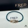 FRED Fred Bracelet, Medium Rose Gold Force 10 Collection with Black and White Gemstones, Steel Cord Bracelet