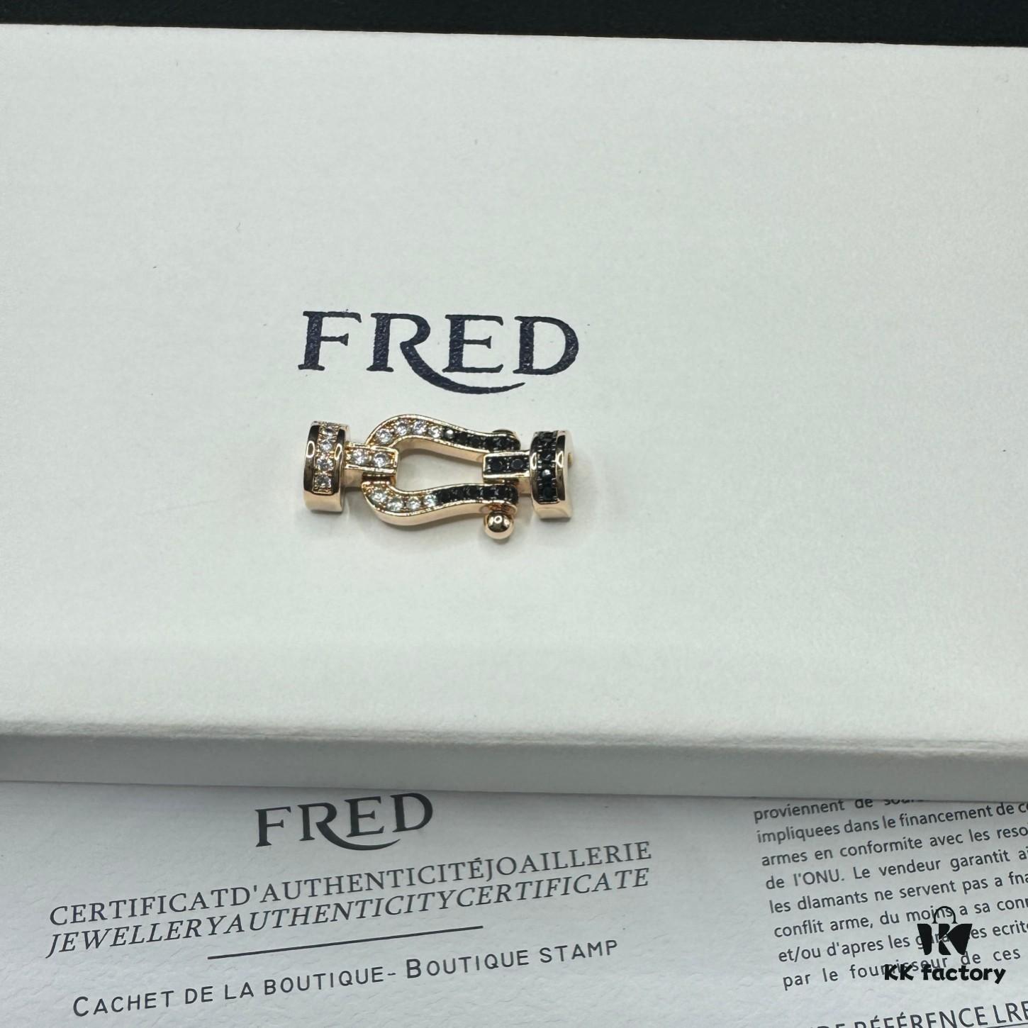 FRED Force 10 Bracelet in Medium Rose Gold with Black and White Gemstones, Steel Cable Design