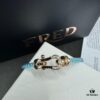 FRED Force 10 Bracelet in Rose Gold, Medium Size, with Black and White Gemstones, Steel Cord Design