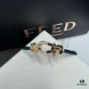 FRED Fred Bracelet, Medium Rose Gold Force 10 Collection with Black and White Gemstones, Steel Cord Bracelet